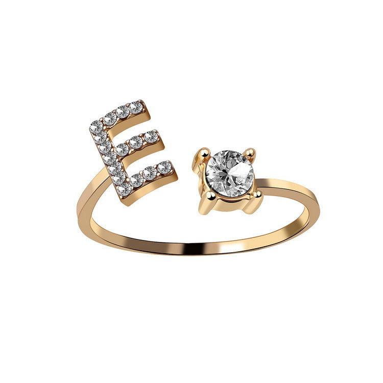 Gold / E - Initial Letter Ring