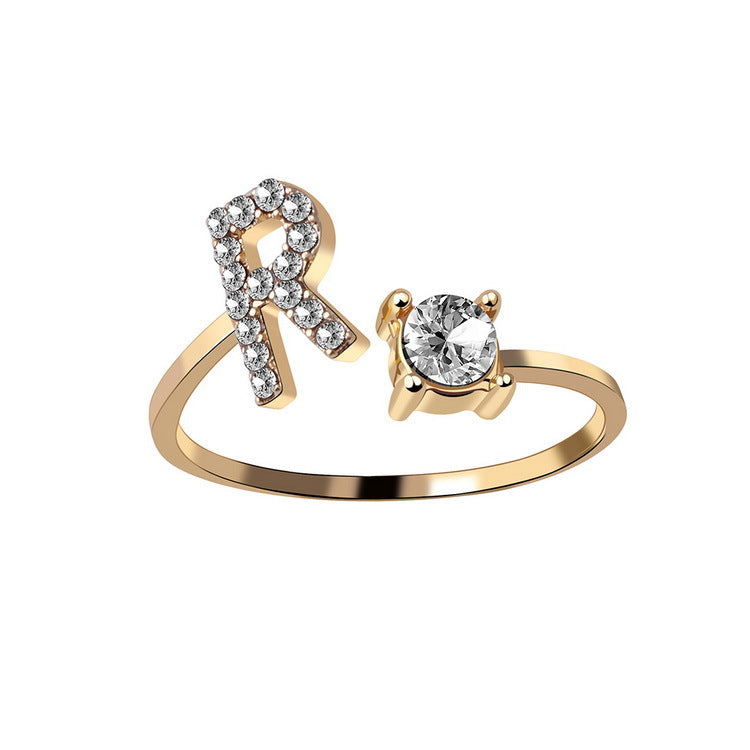 Gold / R - Initial Letter Ring