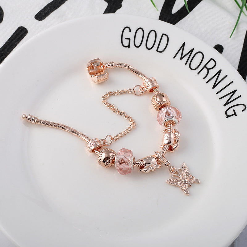 Rozene Rose Gold Crystal Bracelet - Adjustable Bangle