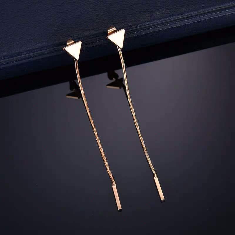 Rozené Gold Tassel Triangle Earrings - Minimalist Dangle