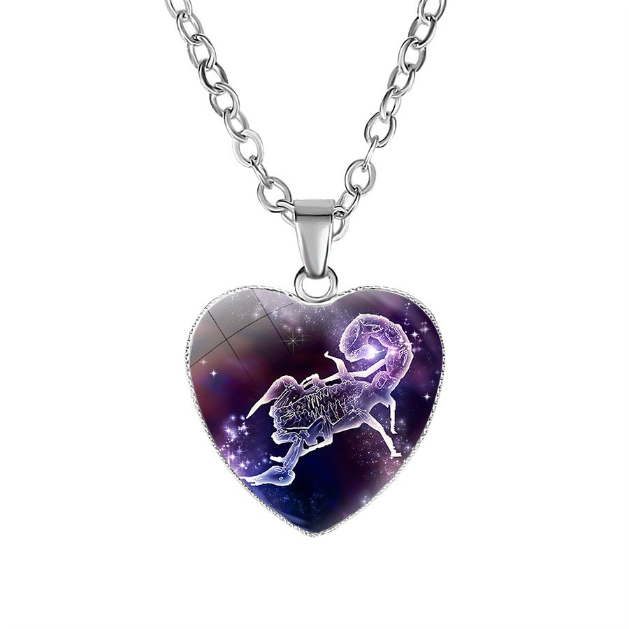 Scorpio zodiac heart pendant