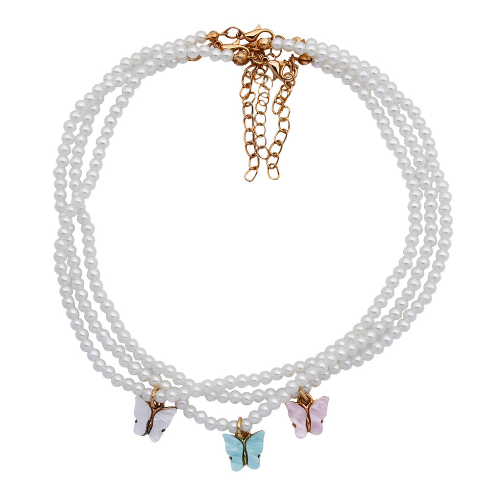 Rozene Pearl Butterfly Choker - Elegant Statement Necklace