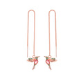 Hummingbird Threader Earrings - Crystal Drop Chain