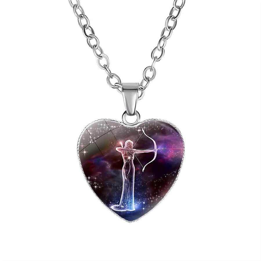 Sagittarius zodiac heart pendant