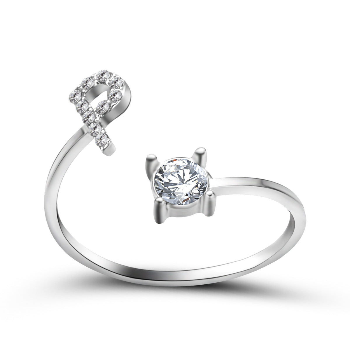 Silver / P - Initial Letter Ring