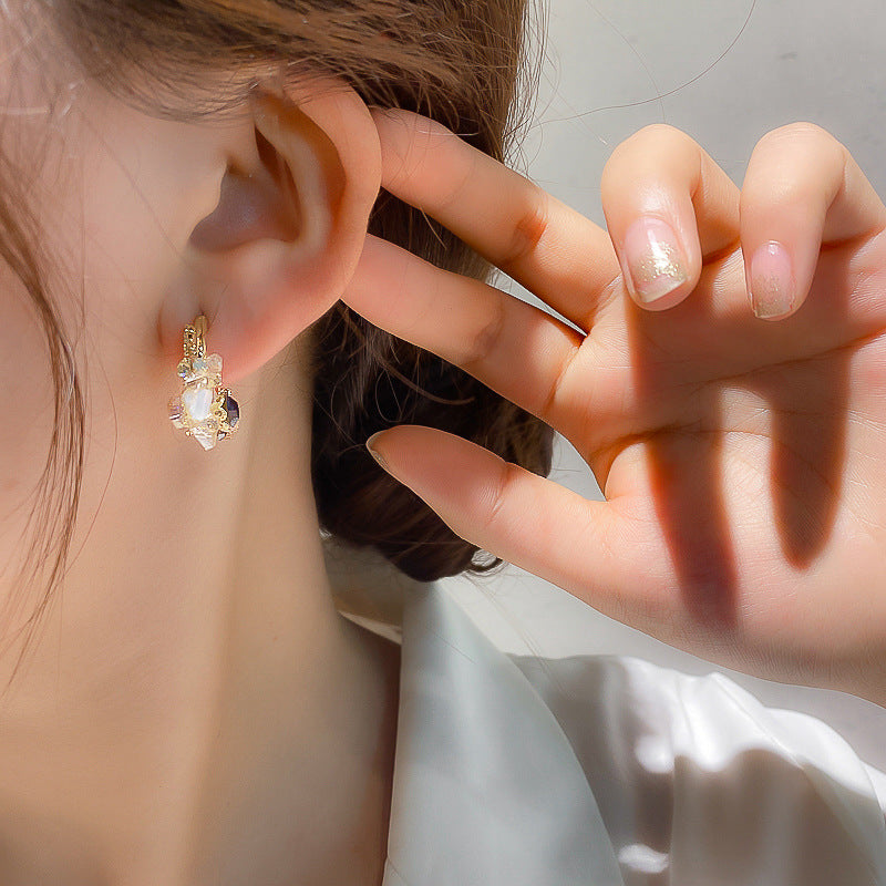 Rozené Green Flower Earrings - 925 Silver Needle | Gold-Plated