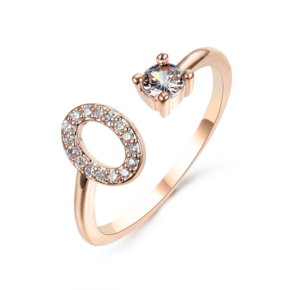 Rose Gold / O - Initial Letter Ring