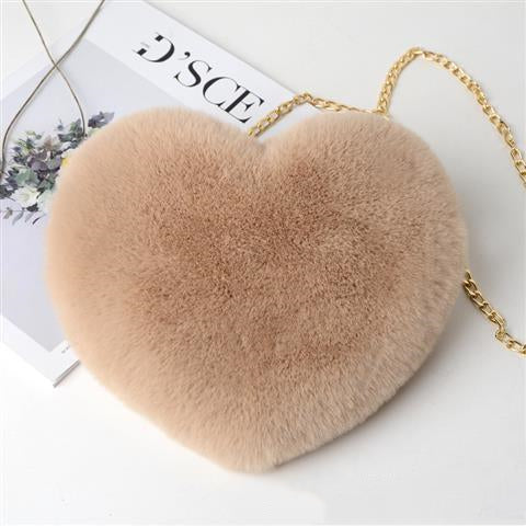 Love Chain Shoulder Bag - Plush Heart Design | Crossbody Purse