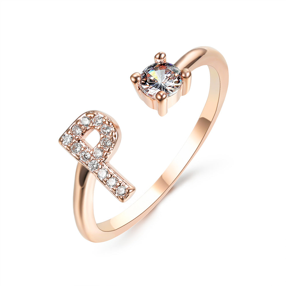 Rozené Initial Letter Ring - Personalized A-Z | Gold