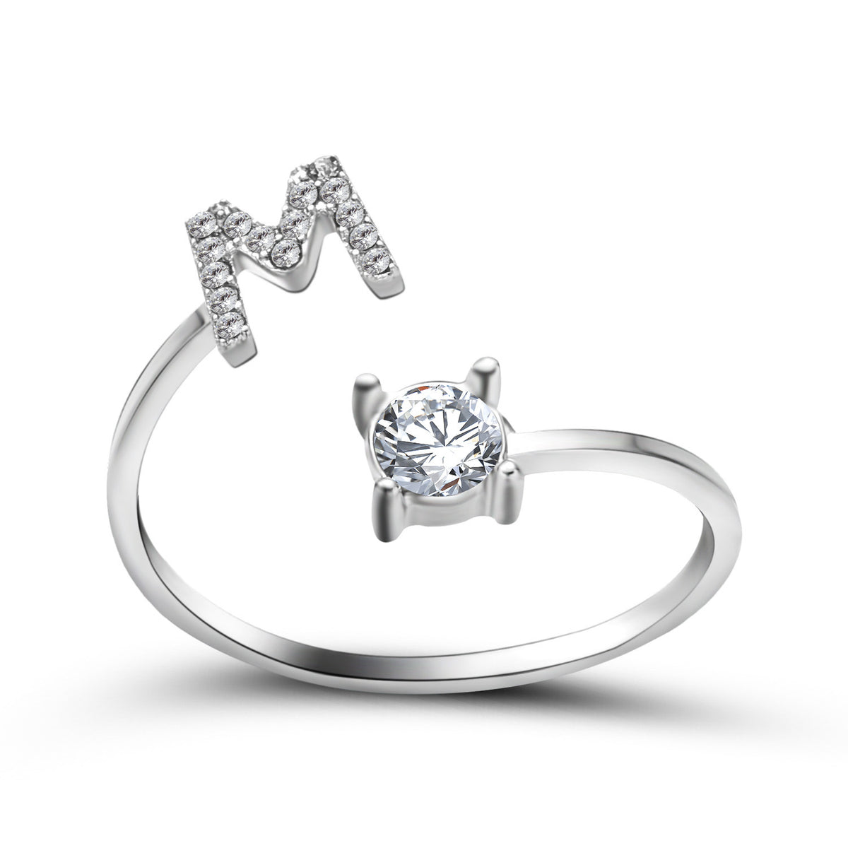 Silver / M - Initial Letter Ring
