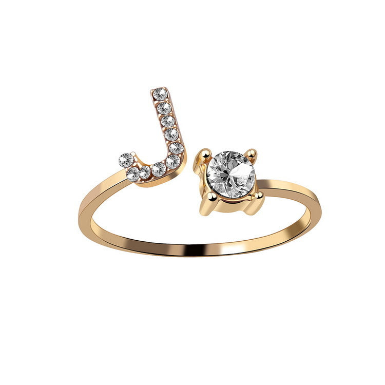 Gold / J - Initial Letter Ring