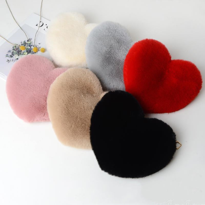 Heart Shaped Plush Bag - Fluffy Shoulder Purse | Y2K