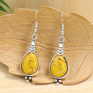 Retro Oval Necklace & Earring Set - Boho Statement | Gold Alloy