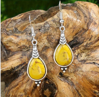 Retro Oval Necklace & Earring Set - Boho Statement | Gold Alloy