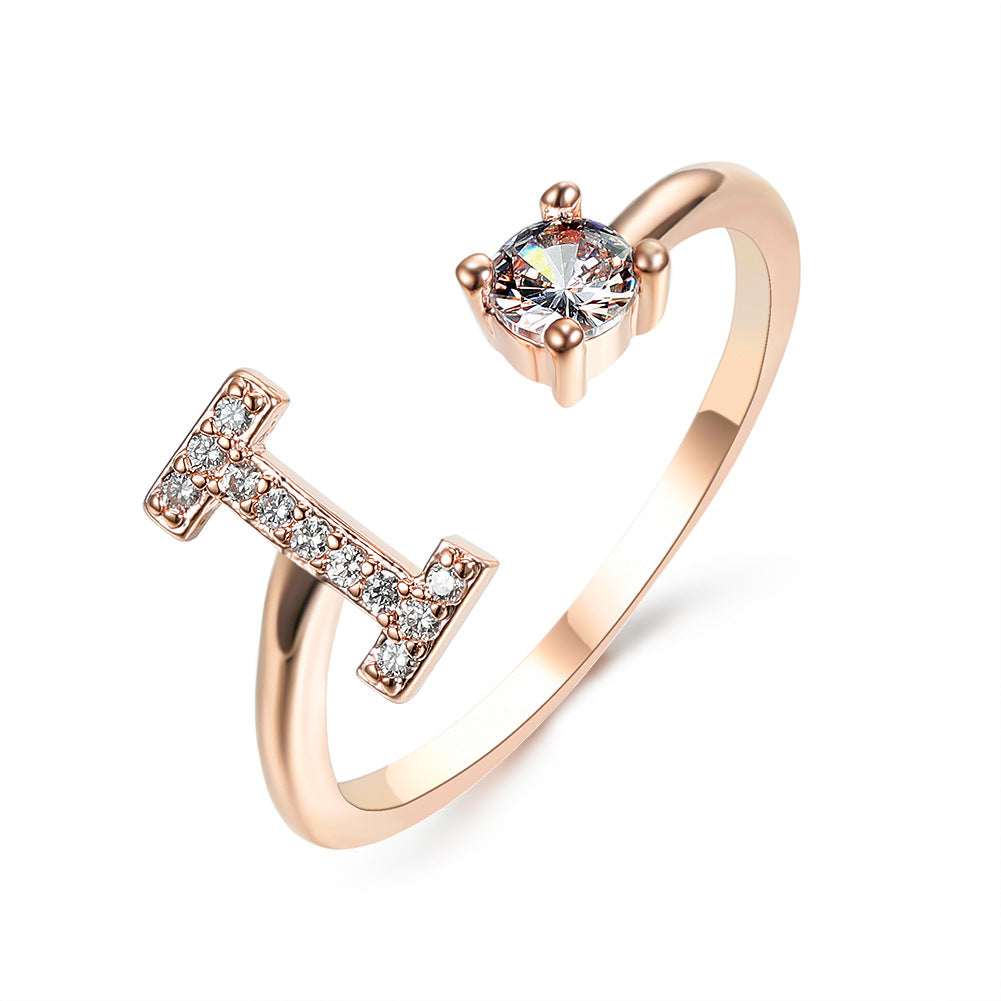 Rose Gold / I - Initial Letter Ring