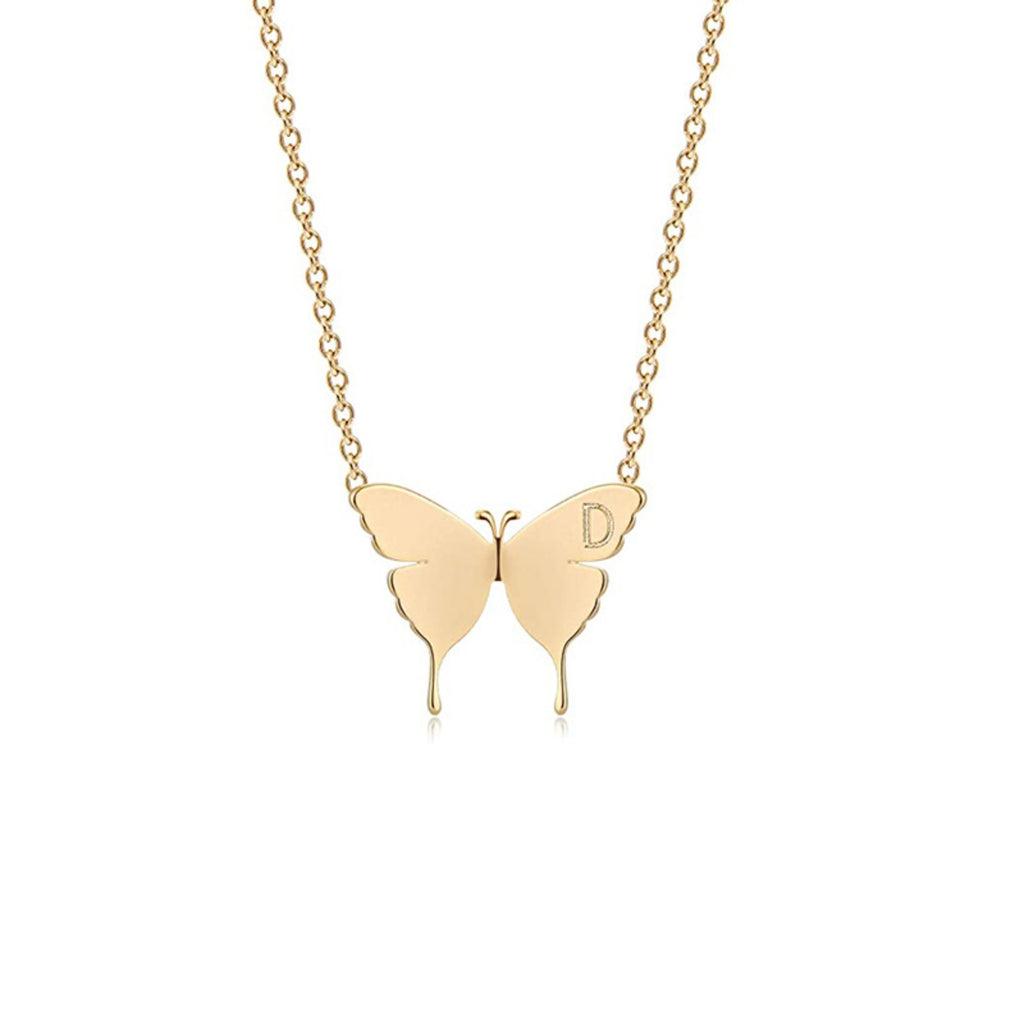 Rozené Butterfly Initial Necklace - Personalized A-Z Pendant