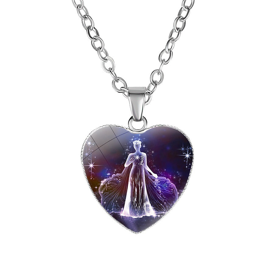 Virgo zodiac heart pendant