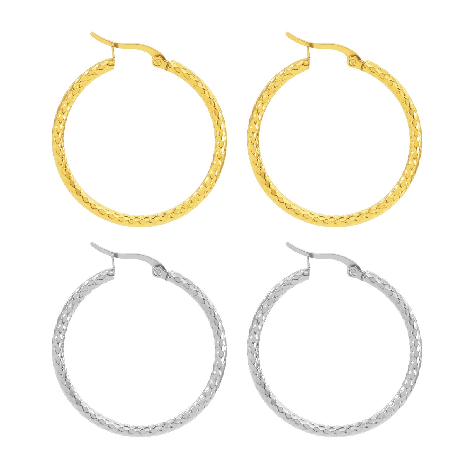 Rozené 18K Gold-Plated Hoop Earrings - Textured Statement Hoops