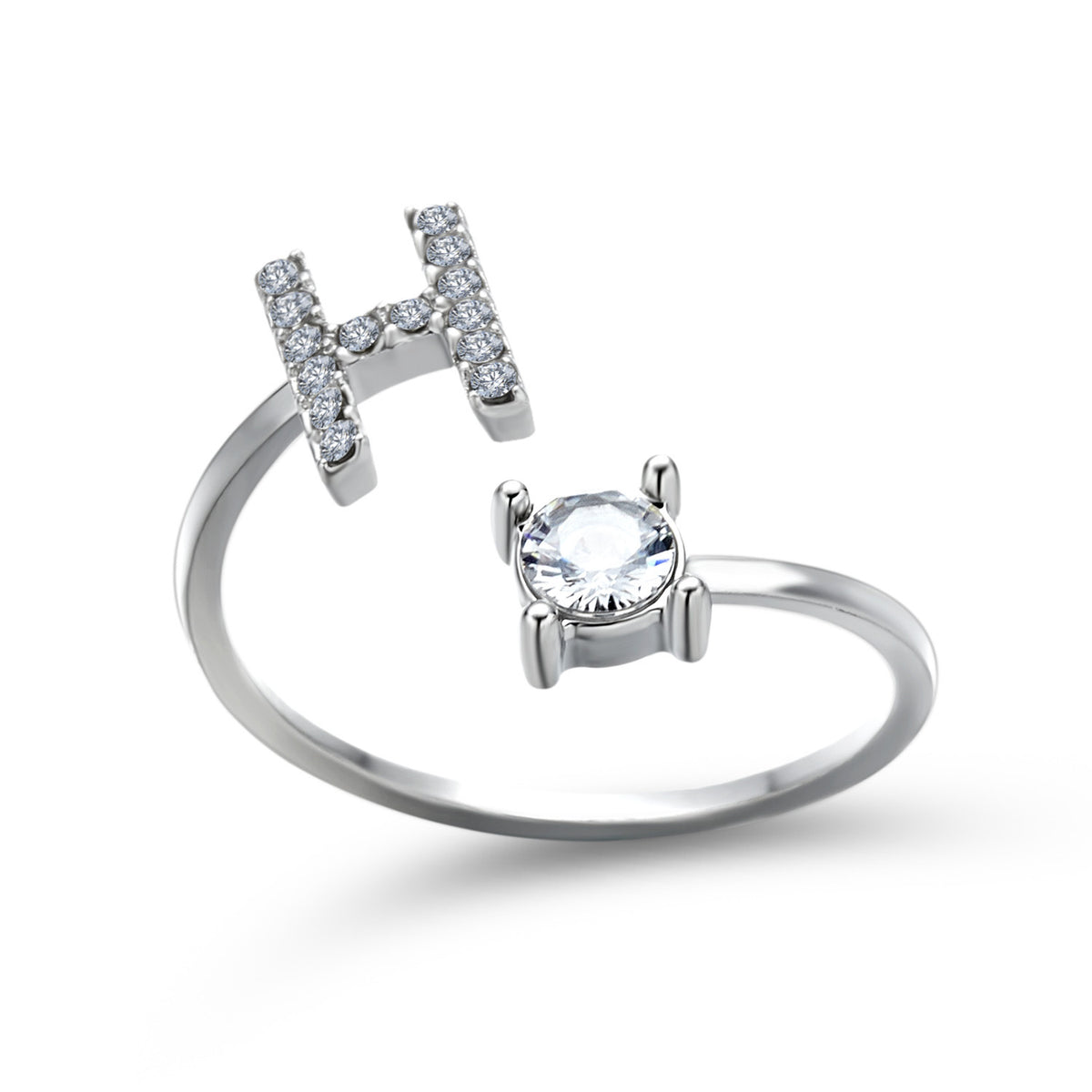 Silver / H - Initial Letter Ring