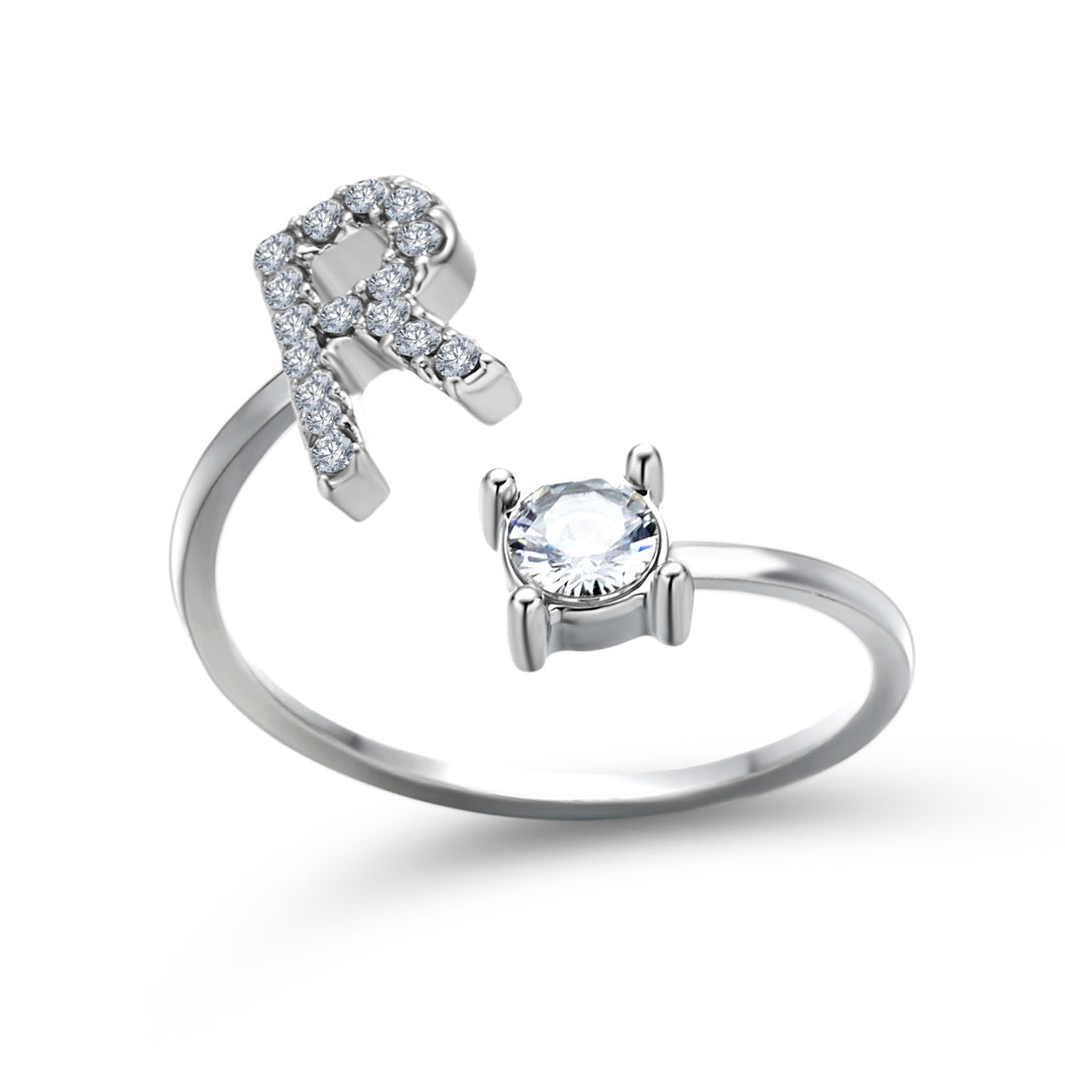 Silver / R - Initial Letter Ring