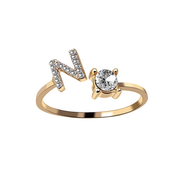 Gold / N - Initial Letter Ring