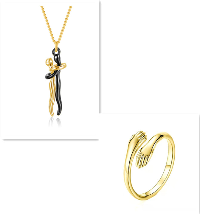 Rozene Love Hug Necklace - Gold Embrace Pendant