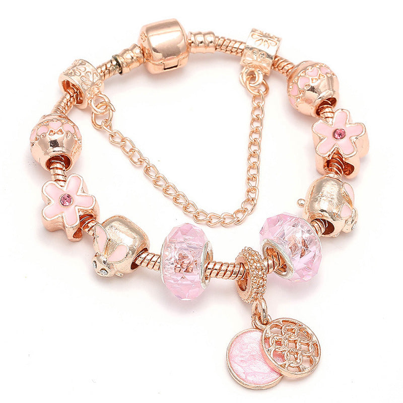 Rozene Rose Gold Crystal Bracelet - Adjustable Bangle