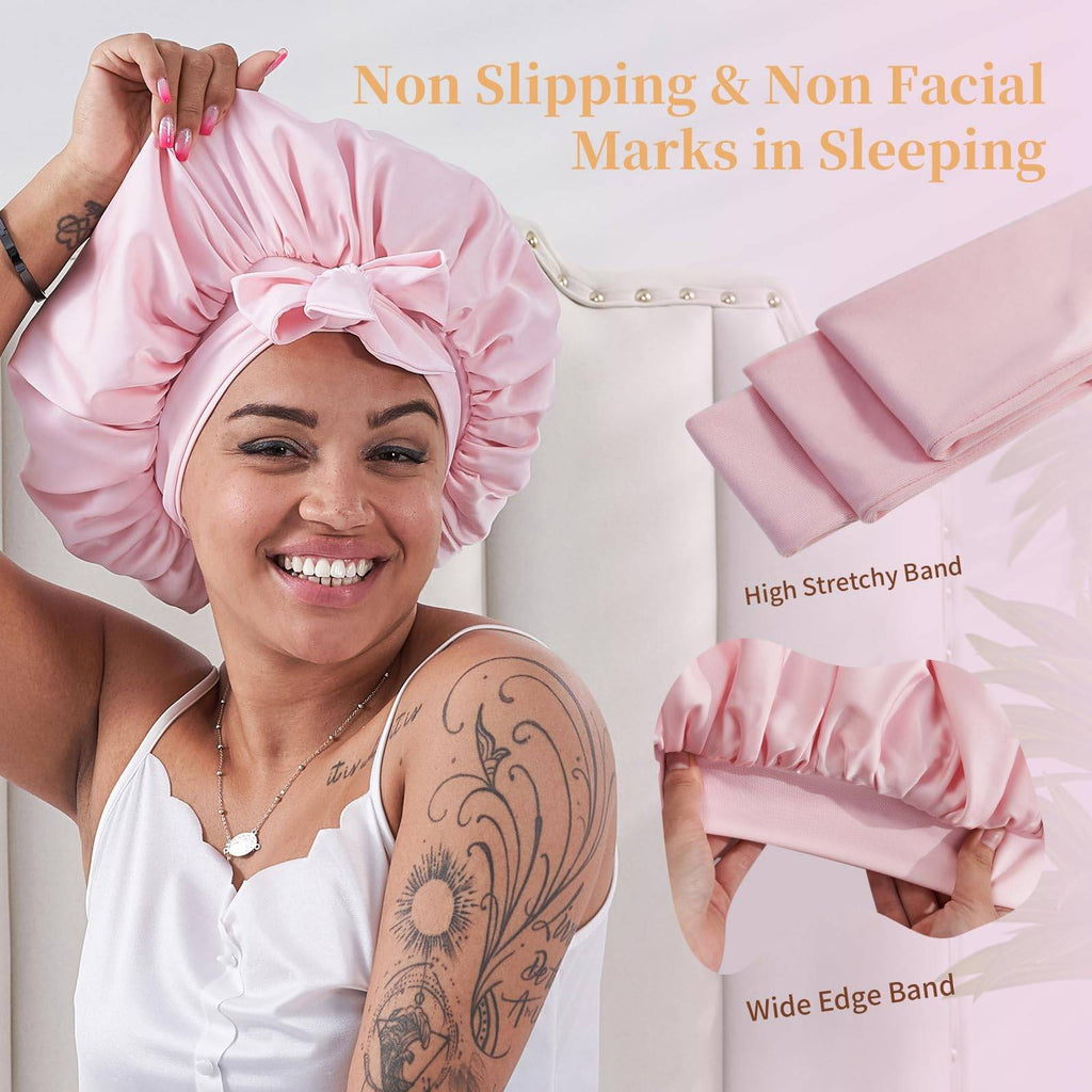 Satin Bonnet - Bow Knot Wide Band | Curly Hair Protection