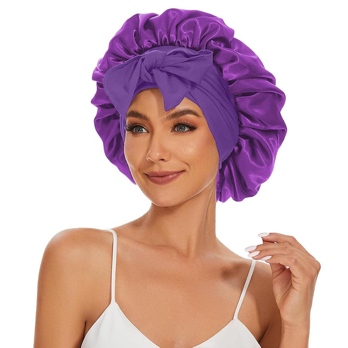 Satin Bonnet - Bow Knot Wide Band | Curly Hair Protection