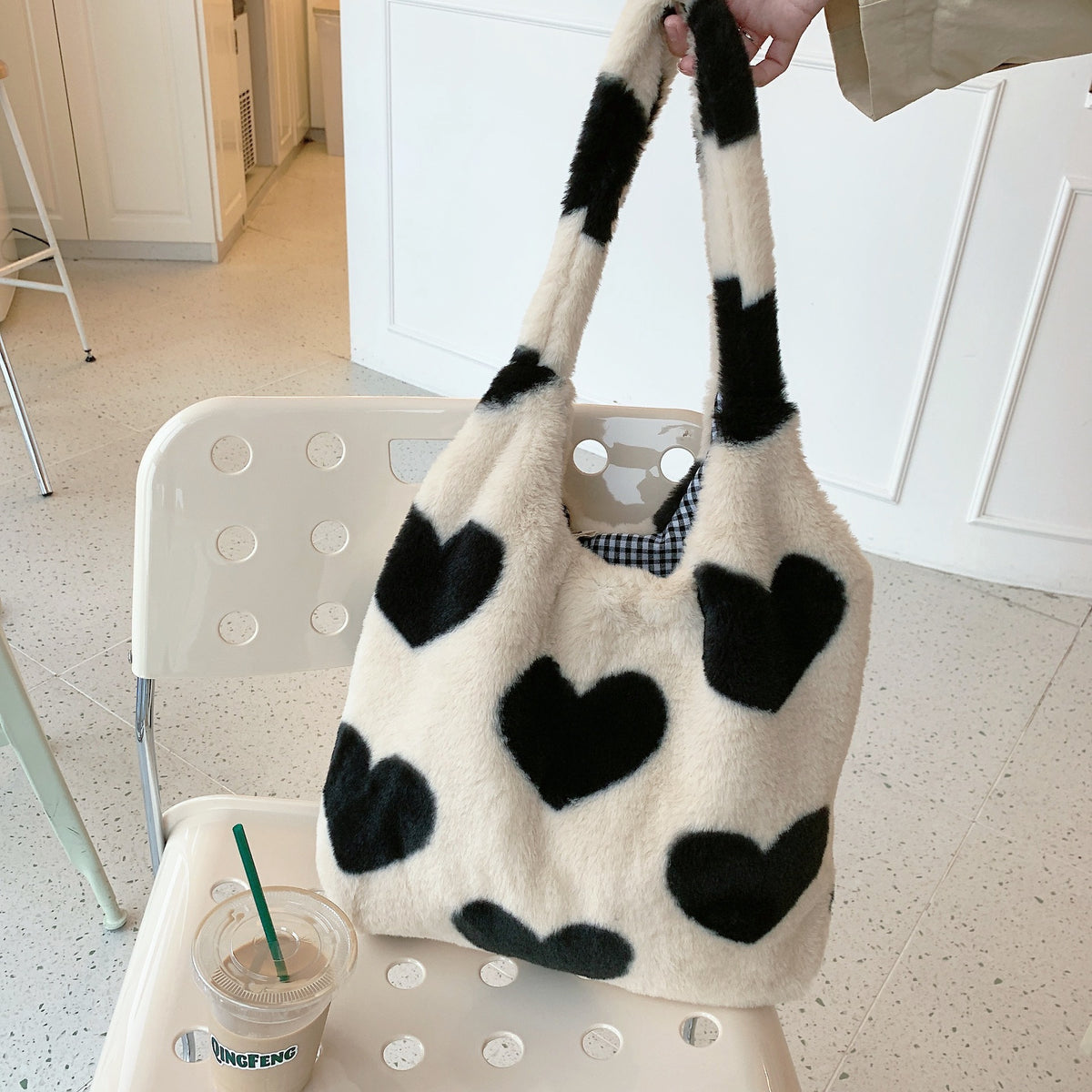 Heart Shaped Plush Bag - Fluffy Shoulder Purse | Y2K