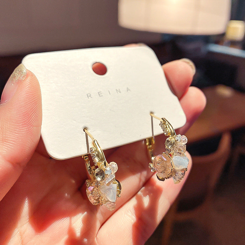 Rozené Green Flower Earrings - 925 Silver Needle | Gold-Plated