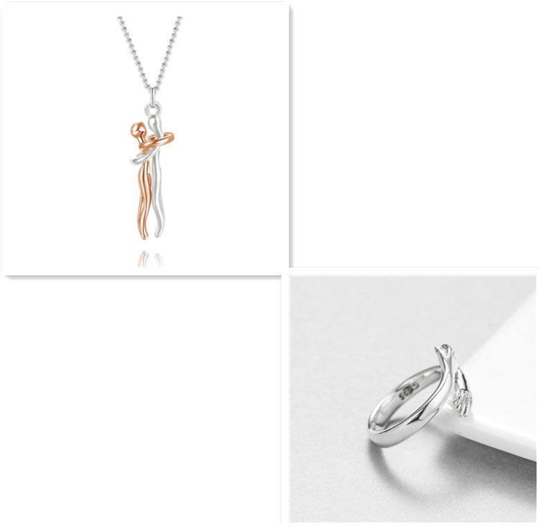 Rozene Love Hug Necklace - Gold Embrace Pendant
