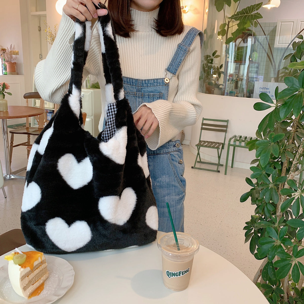 Heart Shaped Plush Bag - Fluffy Shoulder Purse | Y2K