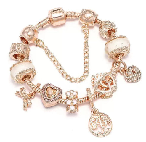 Rozene Rose Gold Crystal Bracelet - Adjustable Bangle