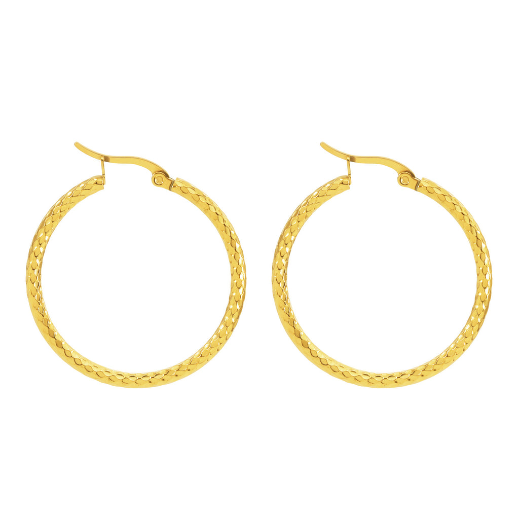 Rozené 18K Gold-Plated Hoop Earrings - Textured Statement Hoops
