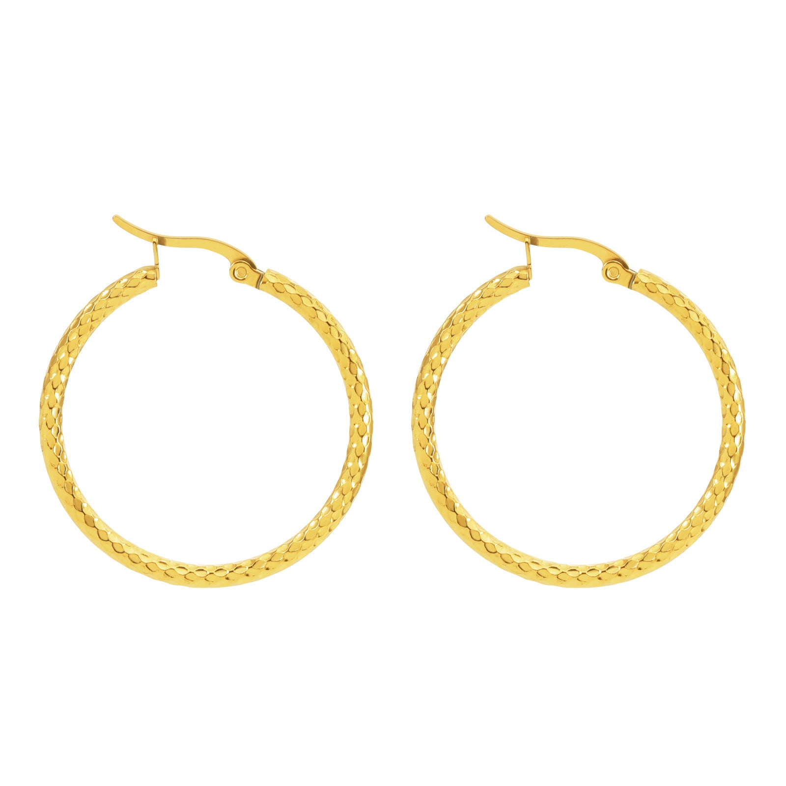 Rozené 18K Gold-Plated Hoop Earrings - Textured Statement Hoops