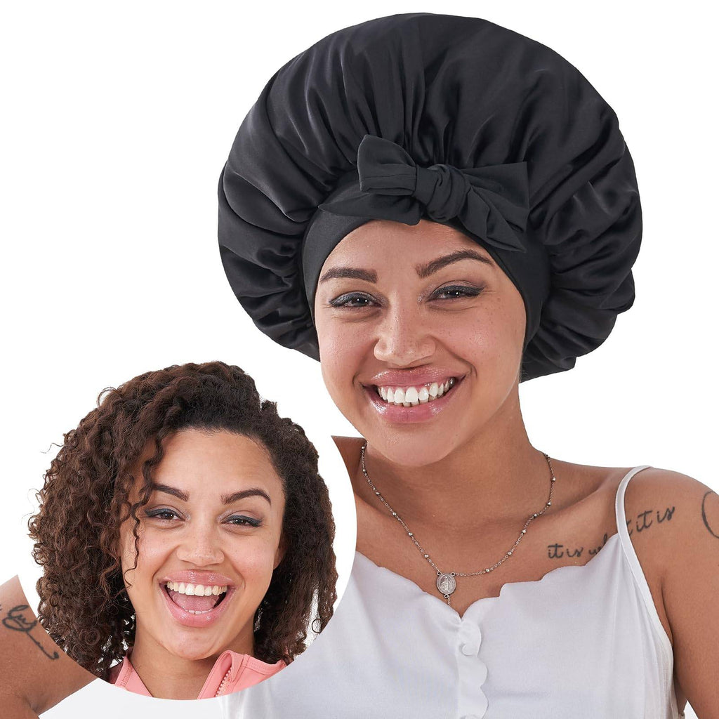 Satin Bonnet - Bow Knot Wide Band | Curly Hair Protection