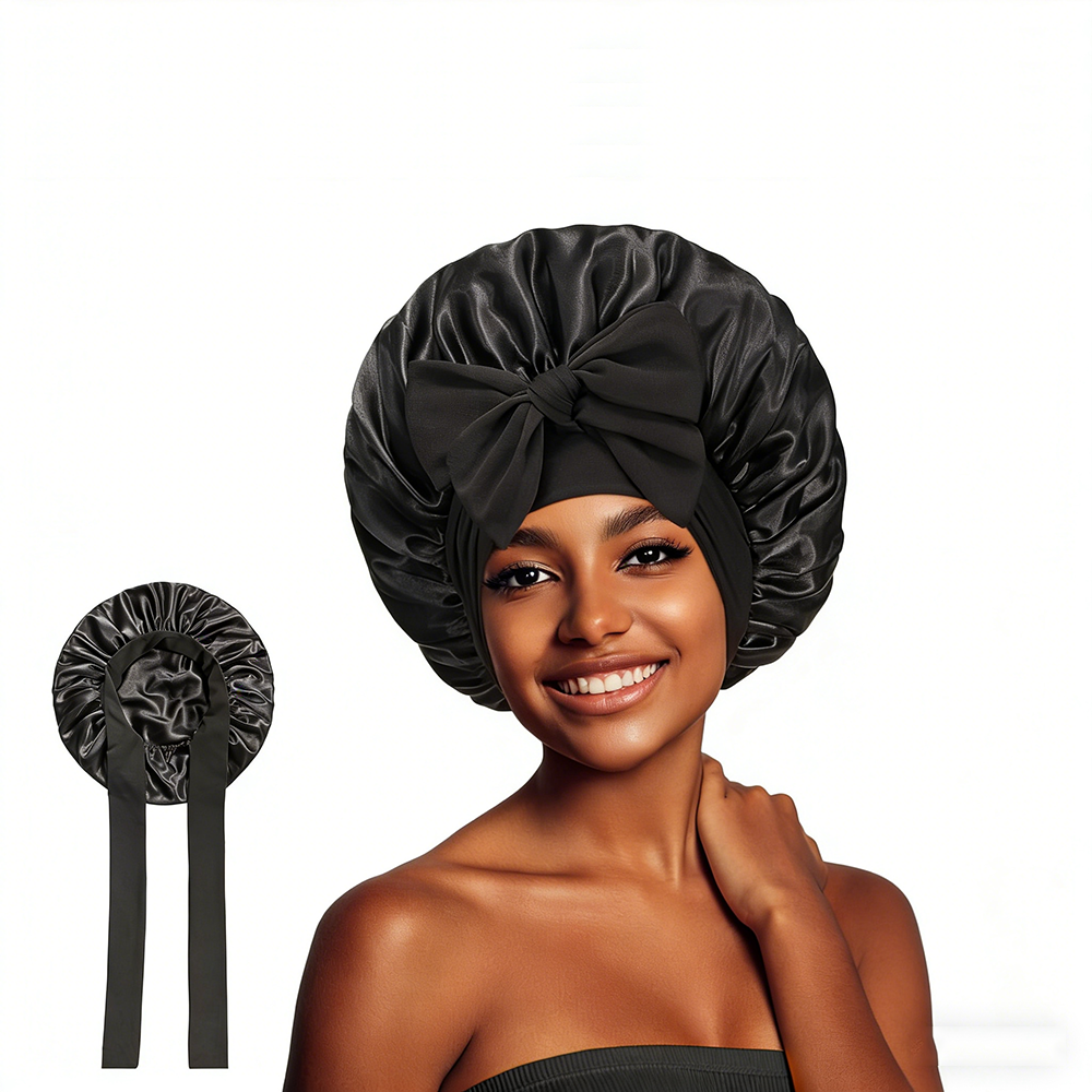 Satin Bonnet - Bow Knot Wide Band | Curly Hair Protection