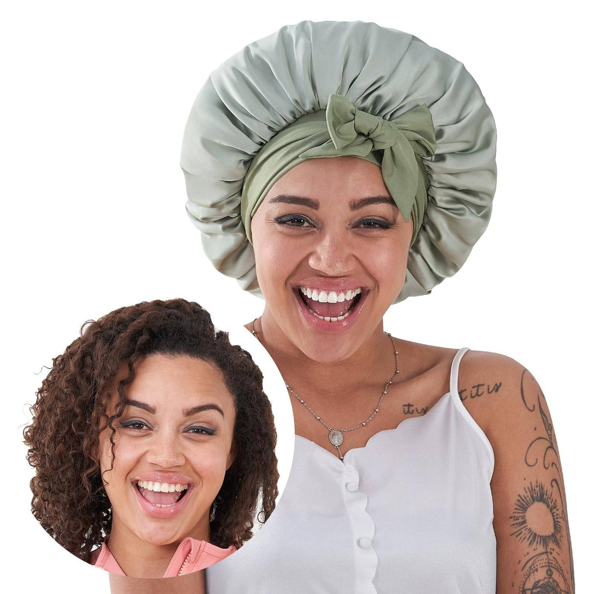 Satin Bonnet - Bow Knot Wide Band | Curly Hair Protection