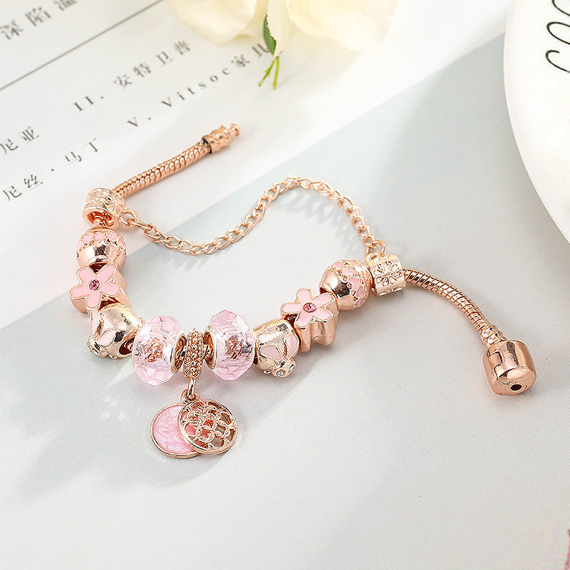 Rozene Rose Gold Crystal Bracelet - Adjustable Bangle